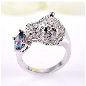 New 🛑925 Sterling Silver Rainbow Leopard Ring